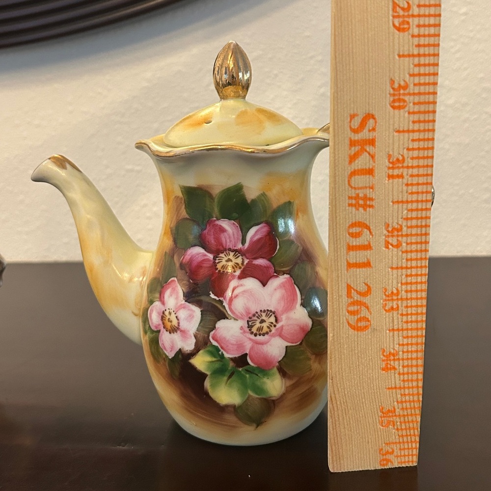 🌻HOST PICK 🌸VINTAGE ENESCO JAPAN HAND PAINTED PORCELAIN 3-PIECE TEA SET - Picture 3 of 15